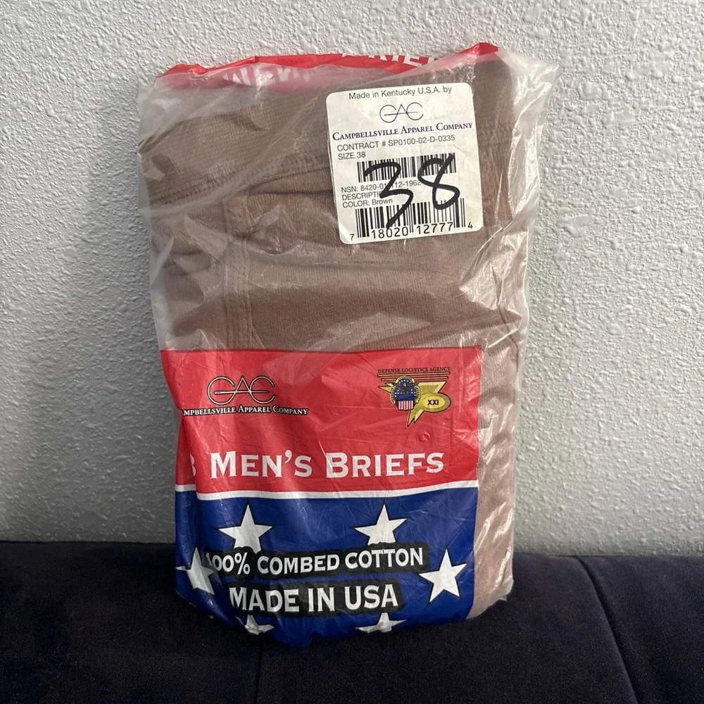 Vtg combed cotton briefs sz 38 Campbellsville Apparel Co Lot of 3 Pks NOS USA